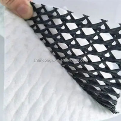Geonet de drenagem composta em preto e branco 3D para construção rápida e estabilização do solo