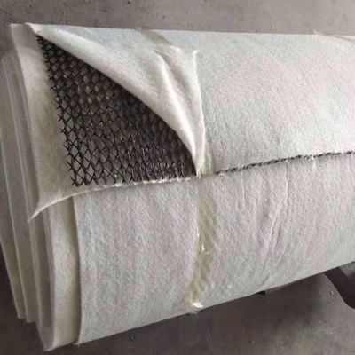 Geonet de drenagem composta com geotextil no meio espessura 8 mm preto branco largura 4 m