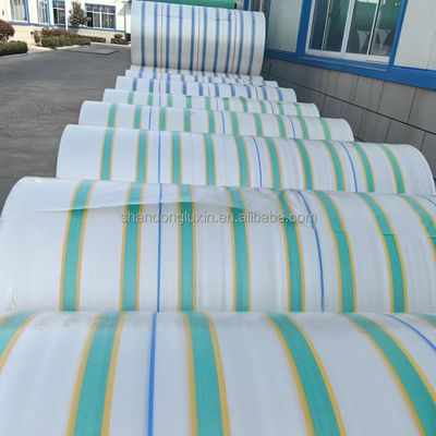 Proteção solar PE Tarpaulin com listras amarelo-verde para resistência à chuva e ao pó
