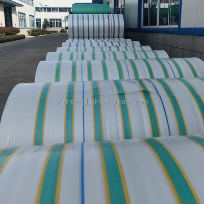 Proteção solar PE Tarpaulin com listras amarelo-verde para resistência à chuva e ao pó